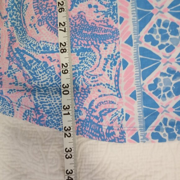 Lilly Pulitzer XS Pink/Blue Print Cotton Dress With 3/4 Sleeves & Knot Details - Picture 6 of 8